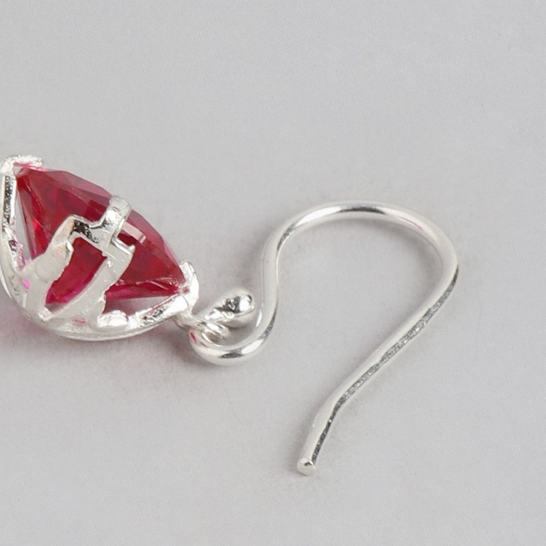 Fiery Passion Red Solitaire Rhodium-Plated 925 Sterling Silver Earrings