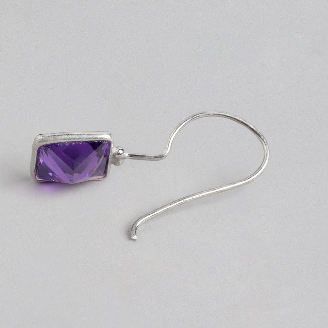 Regal Purple Majesty Rhodium-Plated Square CZ 925 Sterling Silver Earrings