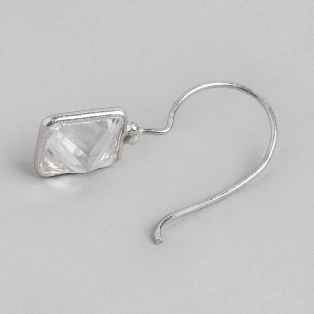 Radiant Square Brilliance Rhodium-Plated CZ 925 Sterling Silver Earrings