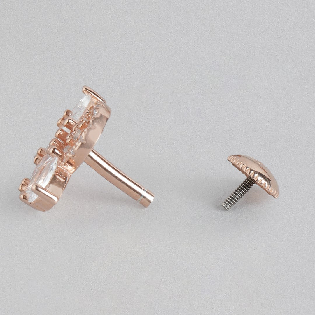 Radiant Rose Gold Gleam Cubic Zirconia 925 Sterling Silver Earrings