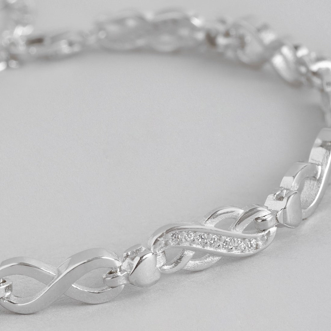 Infinite Radiance CZ-Studded Rhodium-Plated 925 Sterling Silver Bracelets