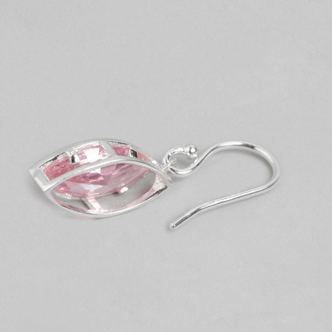 Pink Petal Radiance Rhodium Plated Pink CZ 925 Sterling Silver Drop Earrings