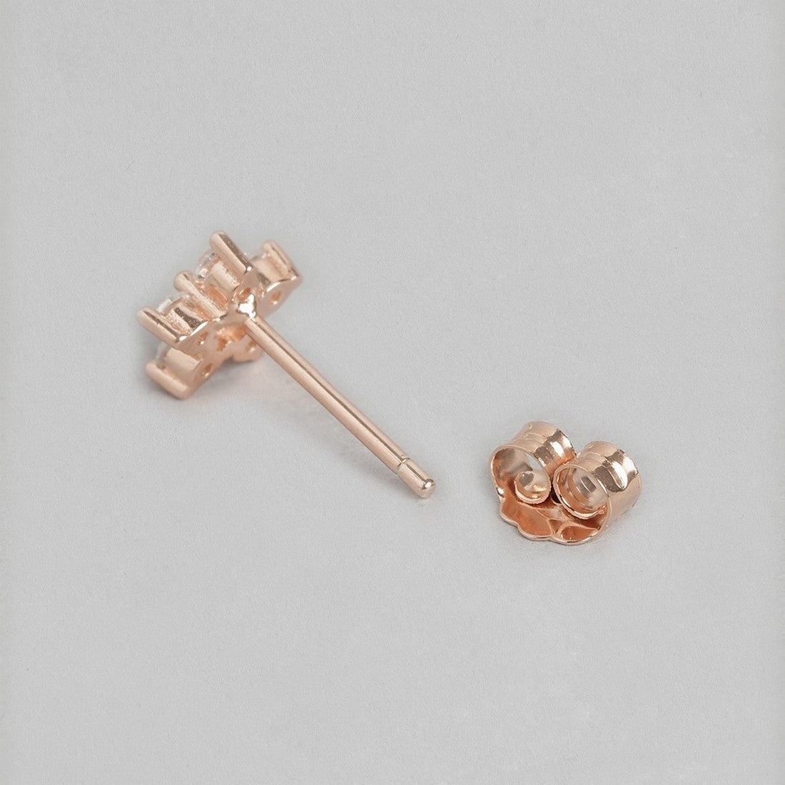 Star CZ Studded Rose Gold Plated 925 Sterling Silver Studs