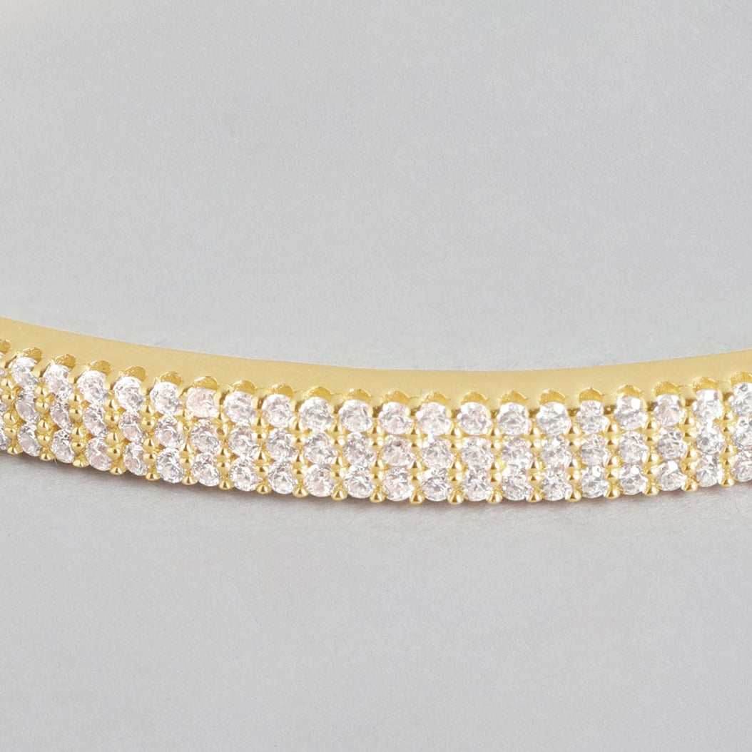 Exquisite 925 Sterling Silver Gold Plated Kada Bracelet