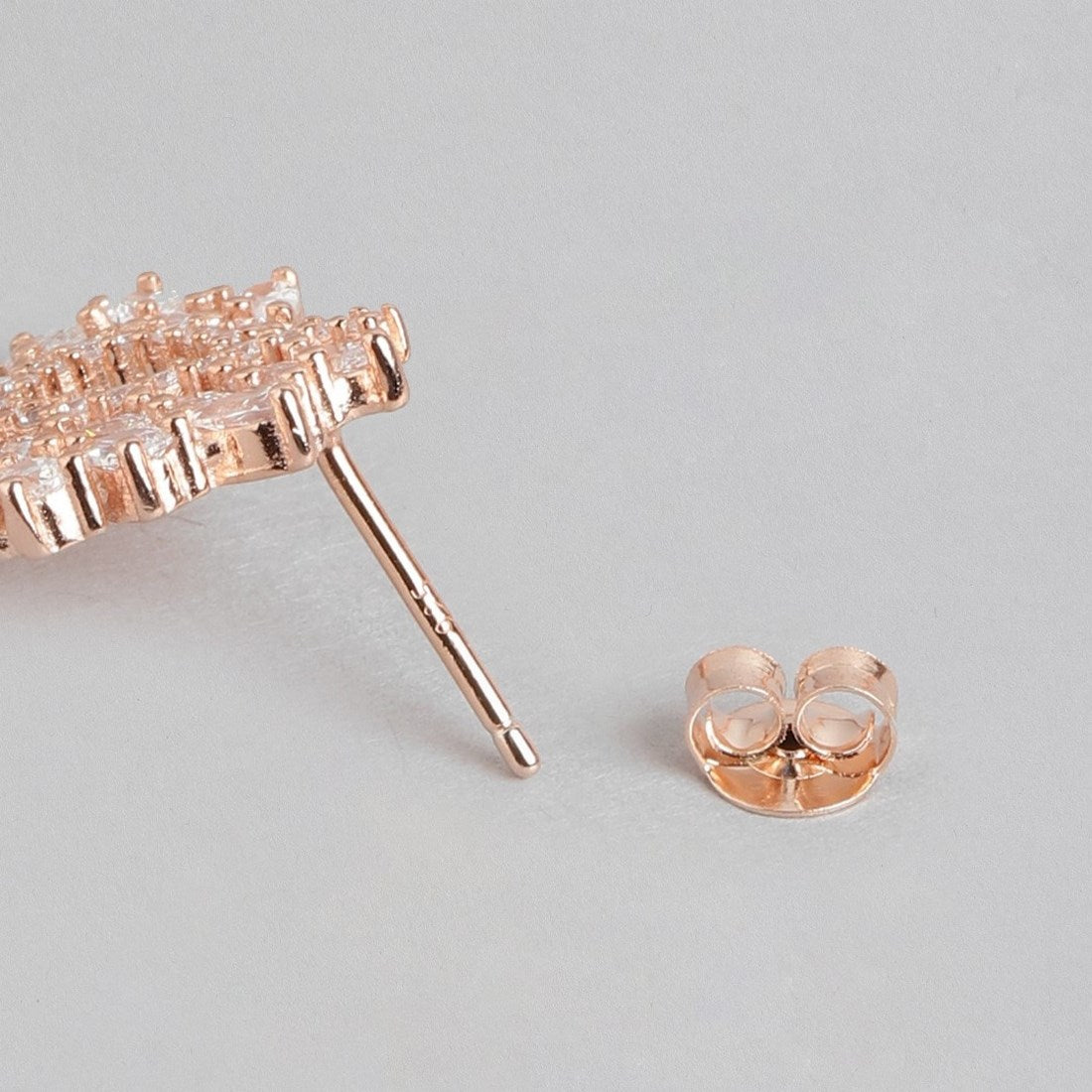 Radiant Cubic Zirconia Rose Gold-Plated 925 Sterling Silver Earrings