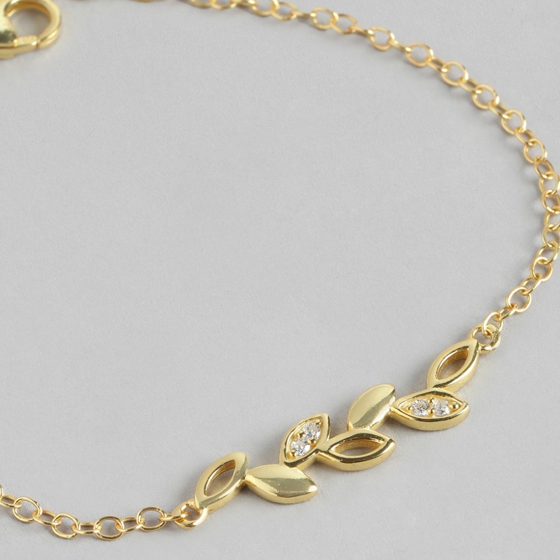 Golden Foliage 925 Sterling Silver Gold-Plated Leaf Bracelet