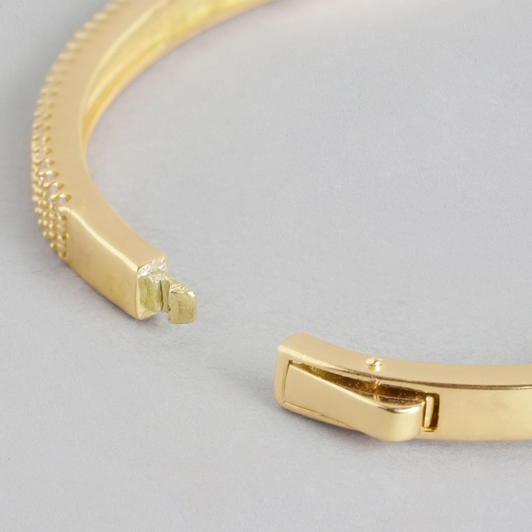 Exquisite 925 Sterling Silver Gold Plated Kada Bracelet