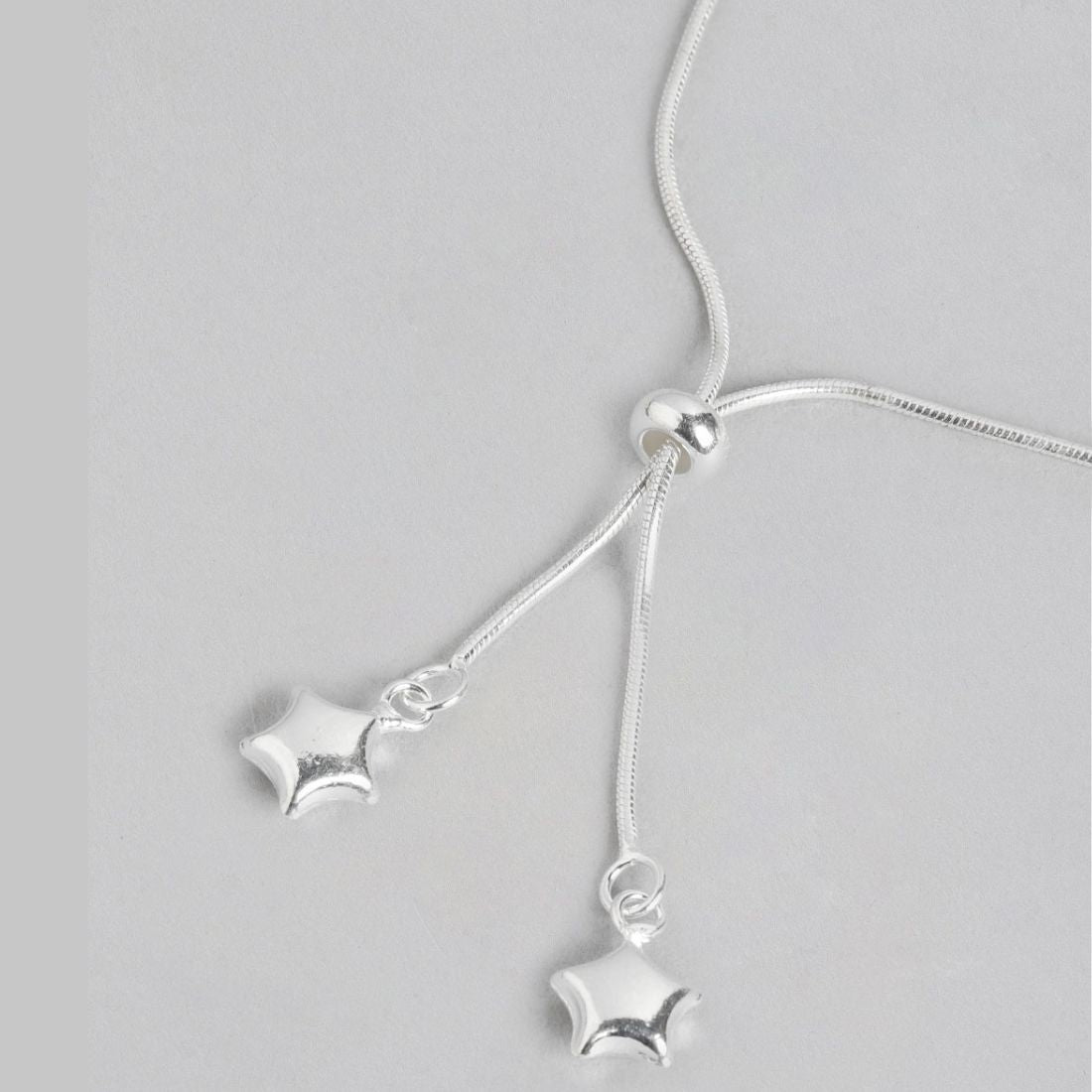 Lustrous Glow Rhodium Plated 925 Sterling Silver Anklet with Silver Balls