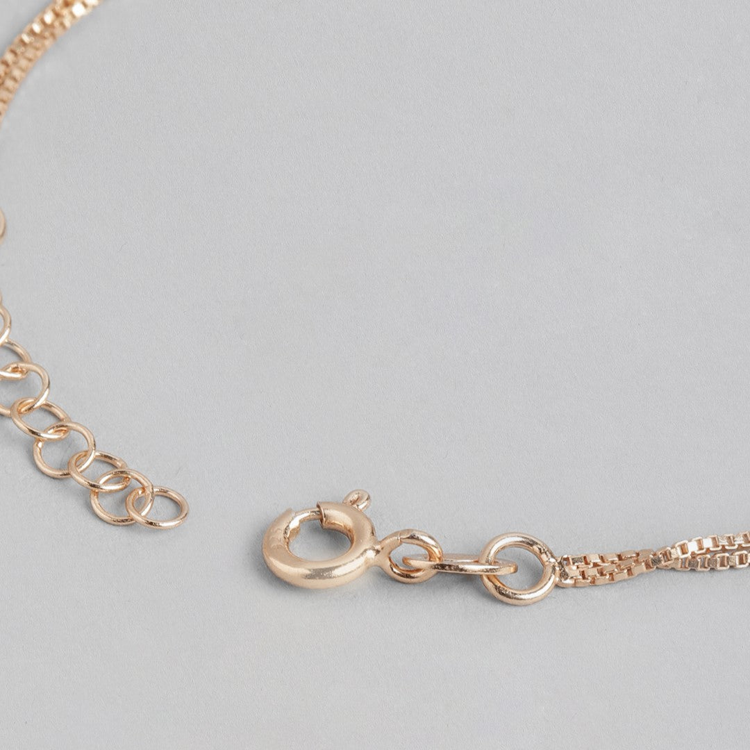 Leafy Foliage Rose Gold-Plated 925 Sterling Silver Bracelet