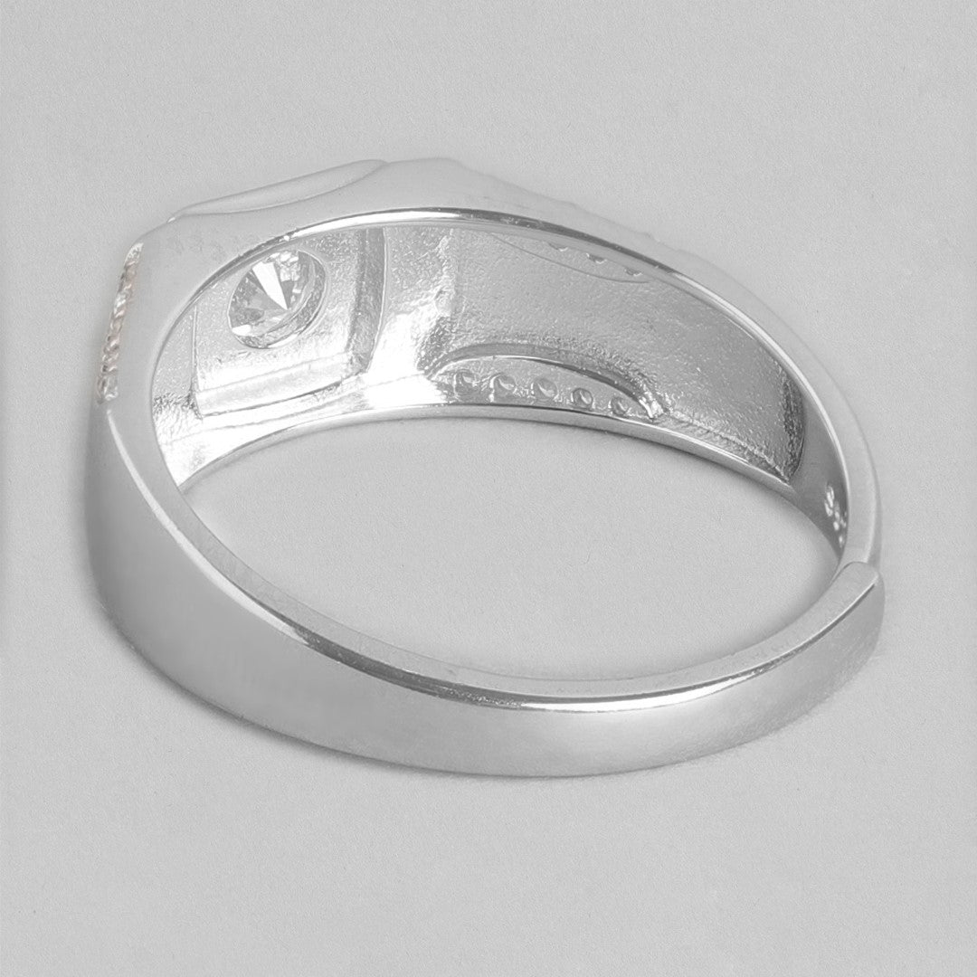 Endless Love Rhodium-Plated 925 Sterling Silver Couple Ring (Adjustable)