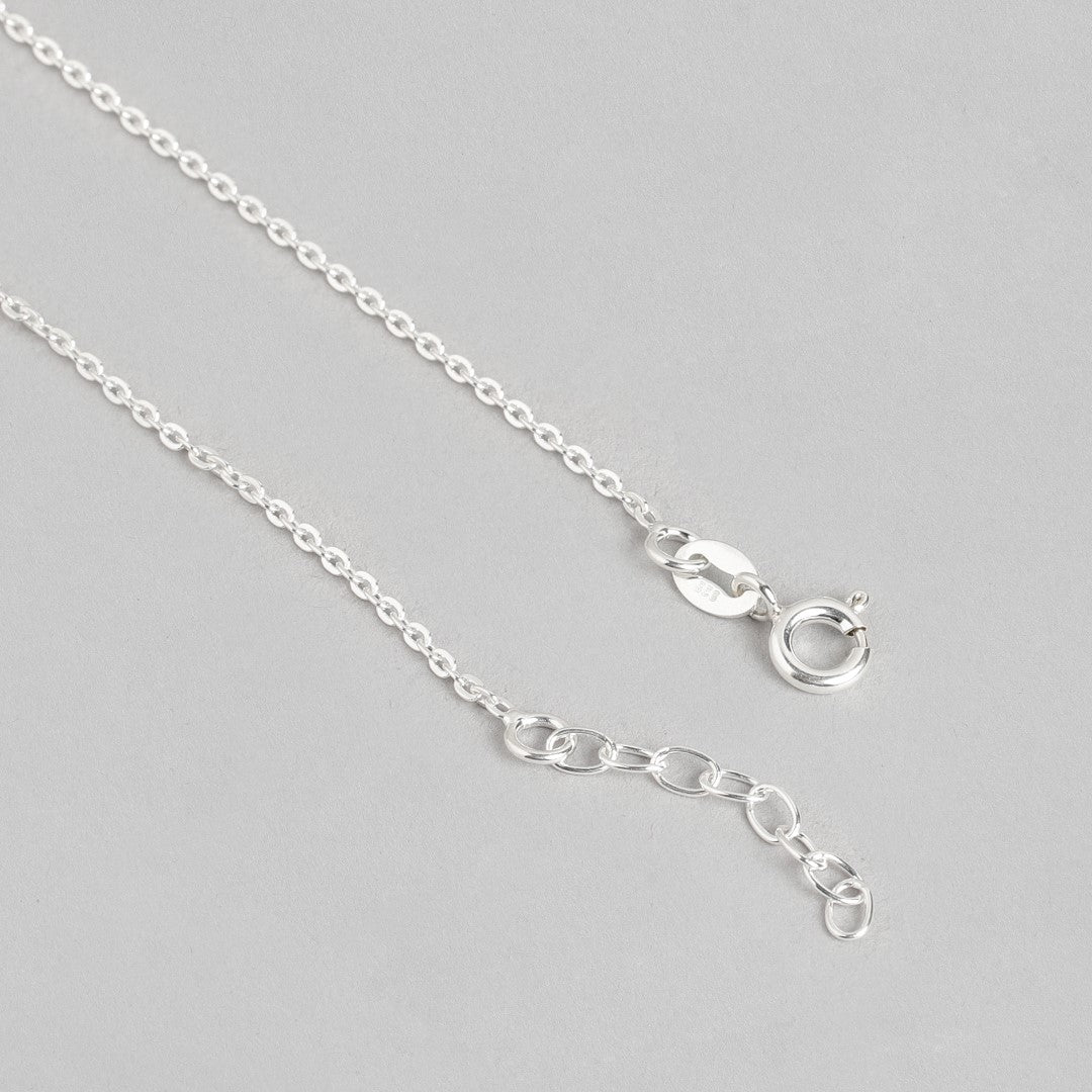 Leafy Delight-Bead Rhodium Plated 925 Sterling Silver Anklet with Leaf Pattern