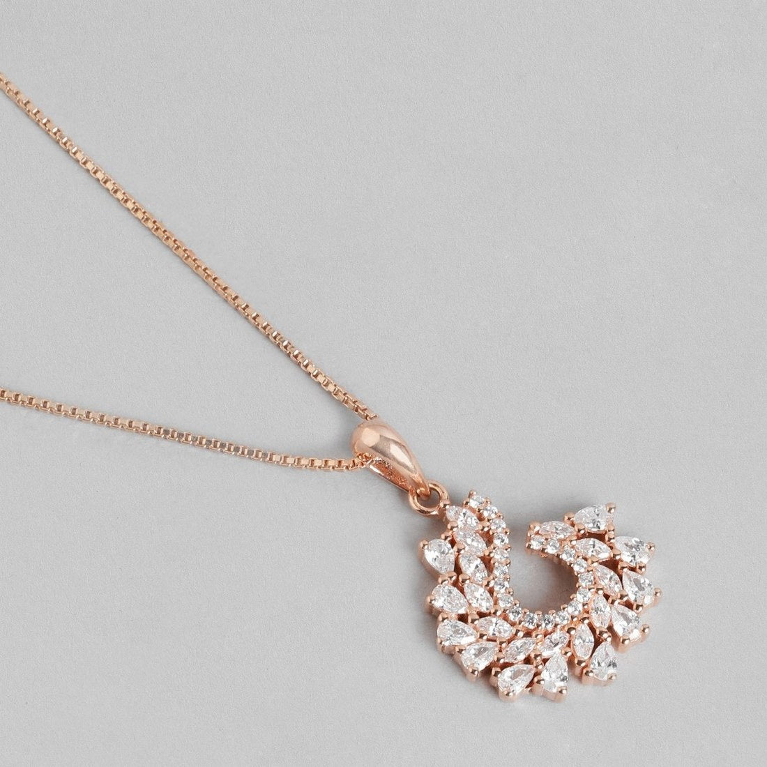 Leafy Elegance Rose Gold-Plated 925 Sterling Silver Jewelry Set