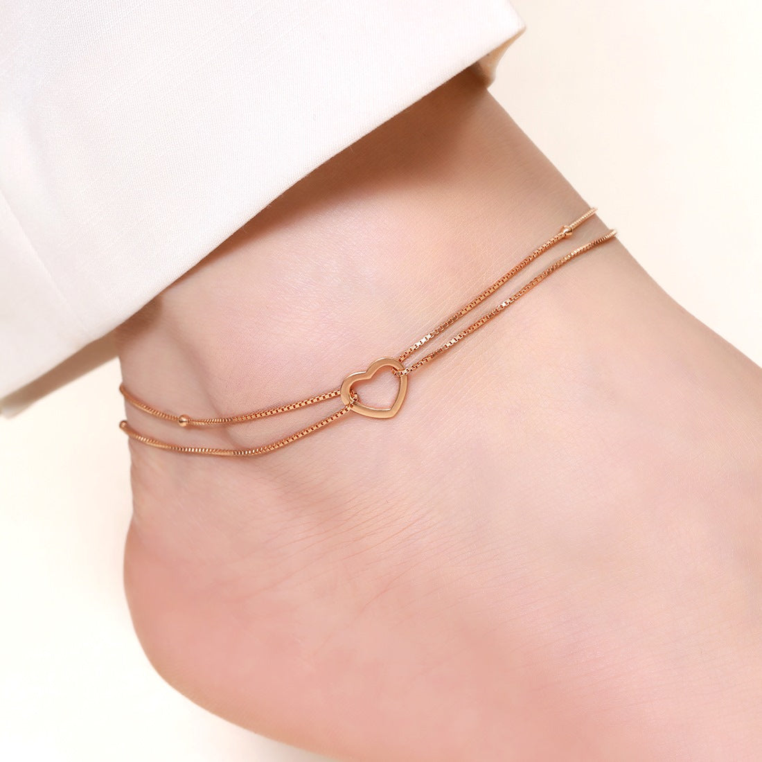 Dainty Silver Heart 925 Silver Anklets