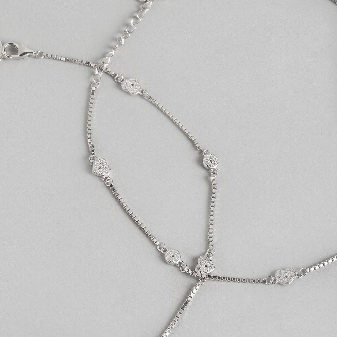 Minimal Heart Trinket 925 Silver Anklet