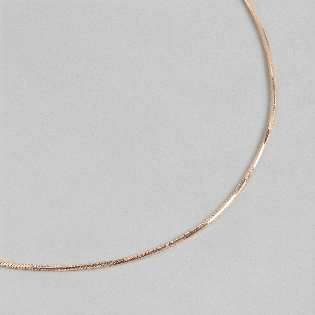 Minimal Snake Chain 925 Silver Anklet In Rose Gold