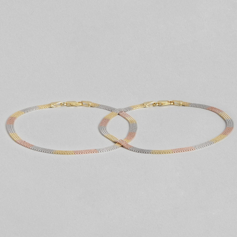 Multi Toned 925 Sterling Silver Anklet