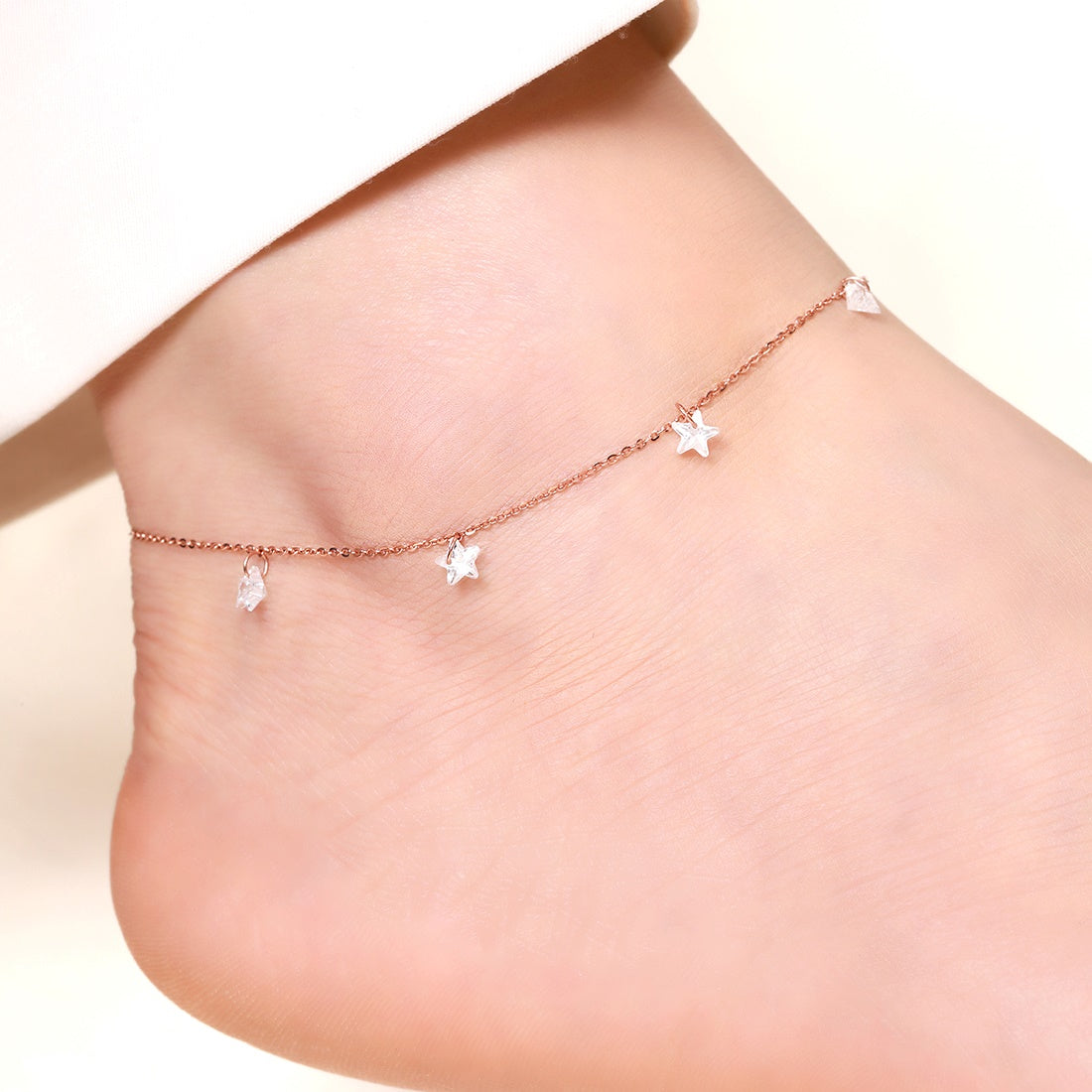 Star Rose Gold Plated 925 Sterling Silver Anklet