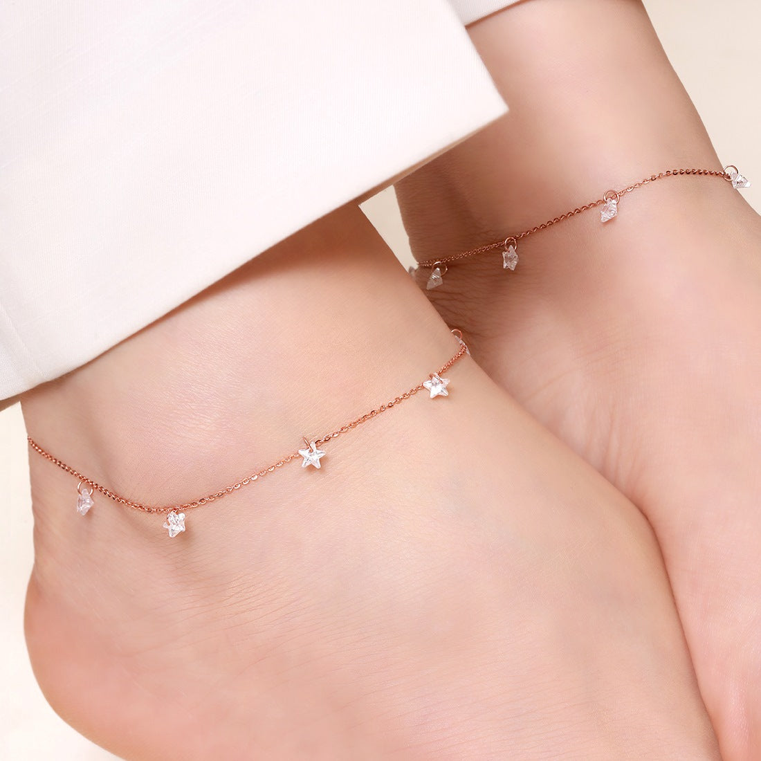 Star Rose Gold Plated 925 Sterling Silver Anklet