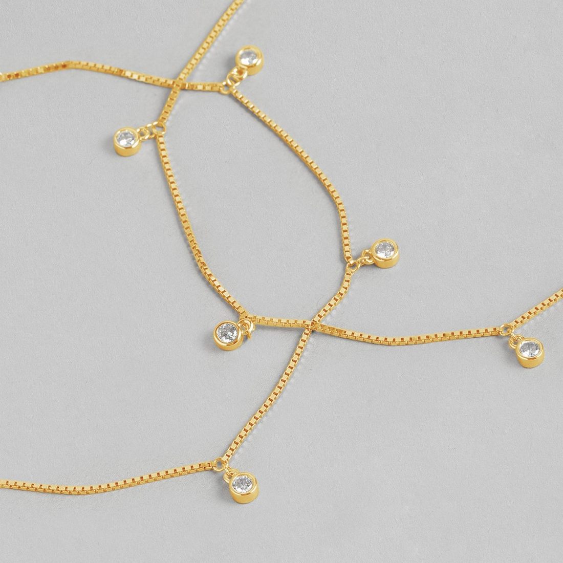 Radiant 925 Sterling Silver Gold Plated Anklet with Elegant Drops