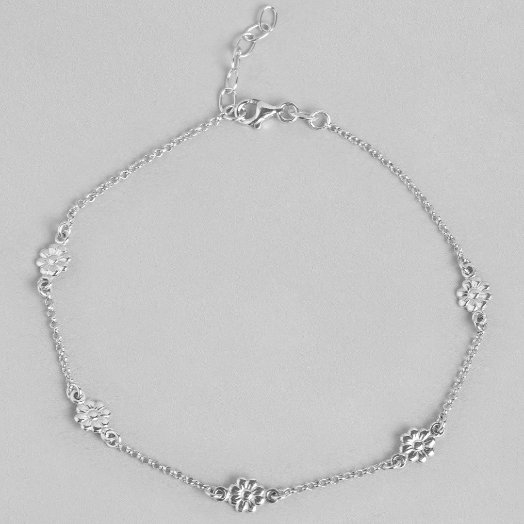 Studded flower 925 Sterling Anklets