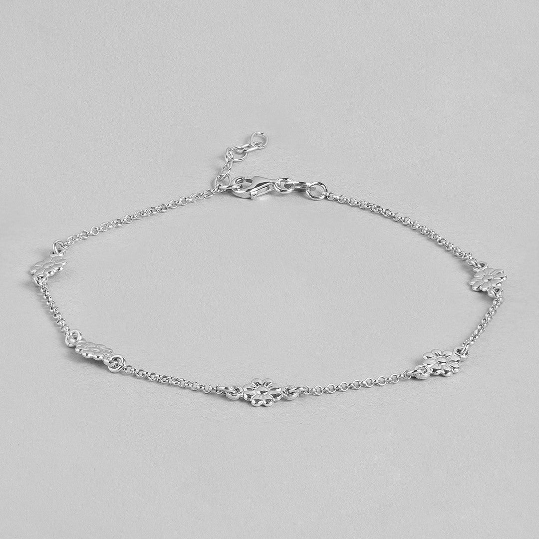 Studded flower 925 Sterling Anklets