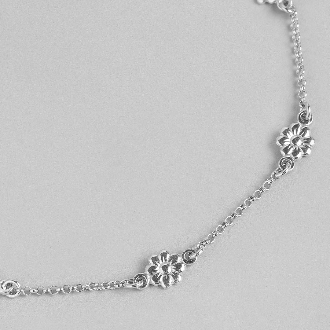 Studded flower 925 Sterling Anklets