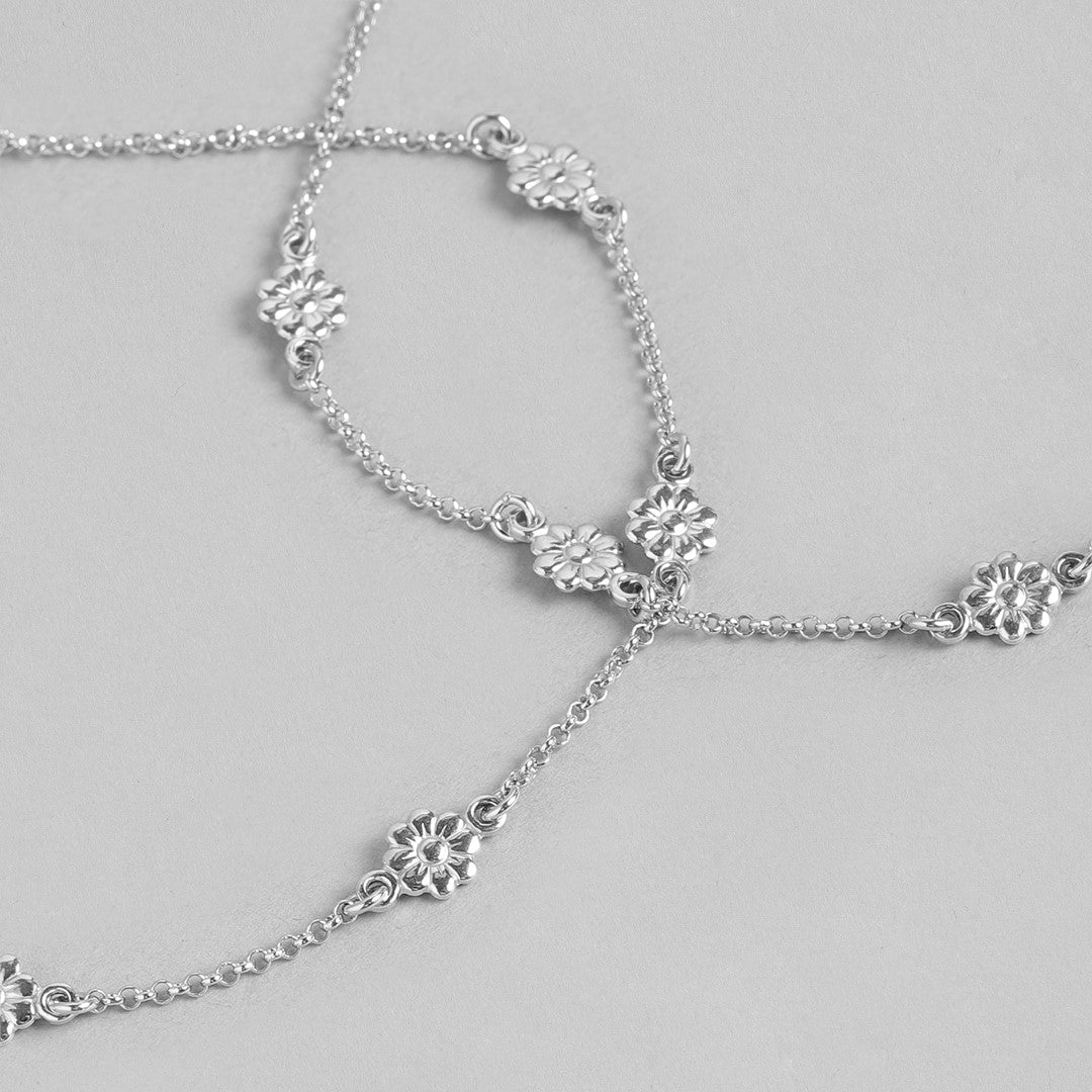 Studded flower 925 Sterling Anklets