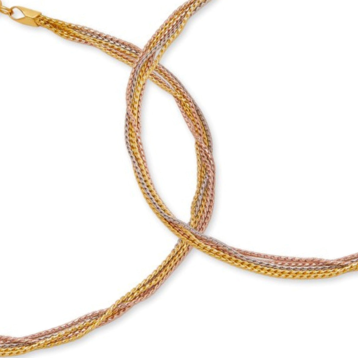 Triple-Tone Plated Embraced 925 Sterling Silver Chain Anklet