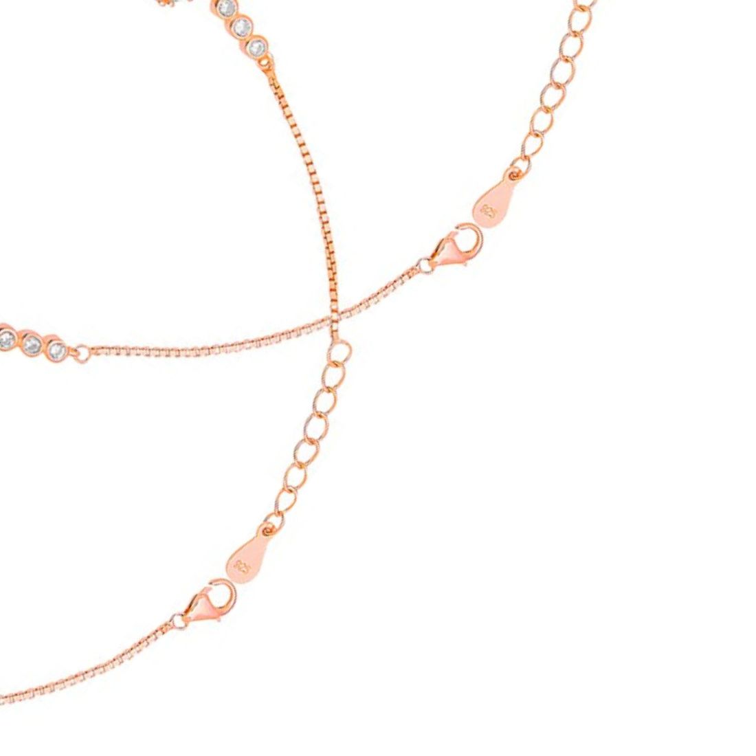 Floral Aura Rose Gold Plated CZ 925 Sterling Silver Anklet