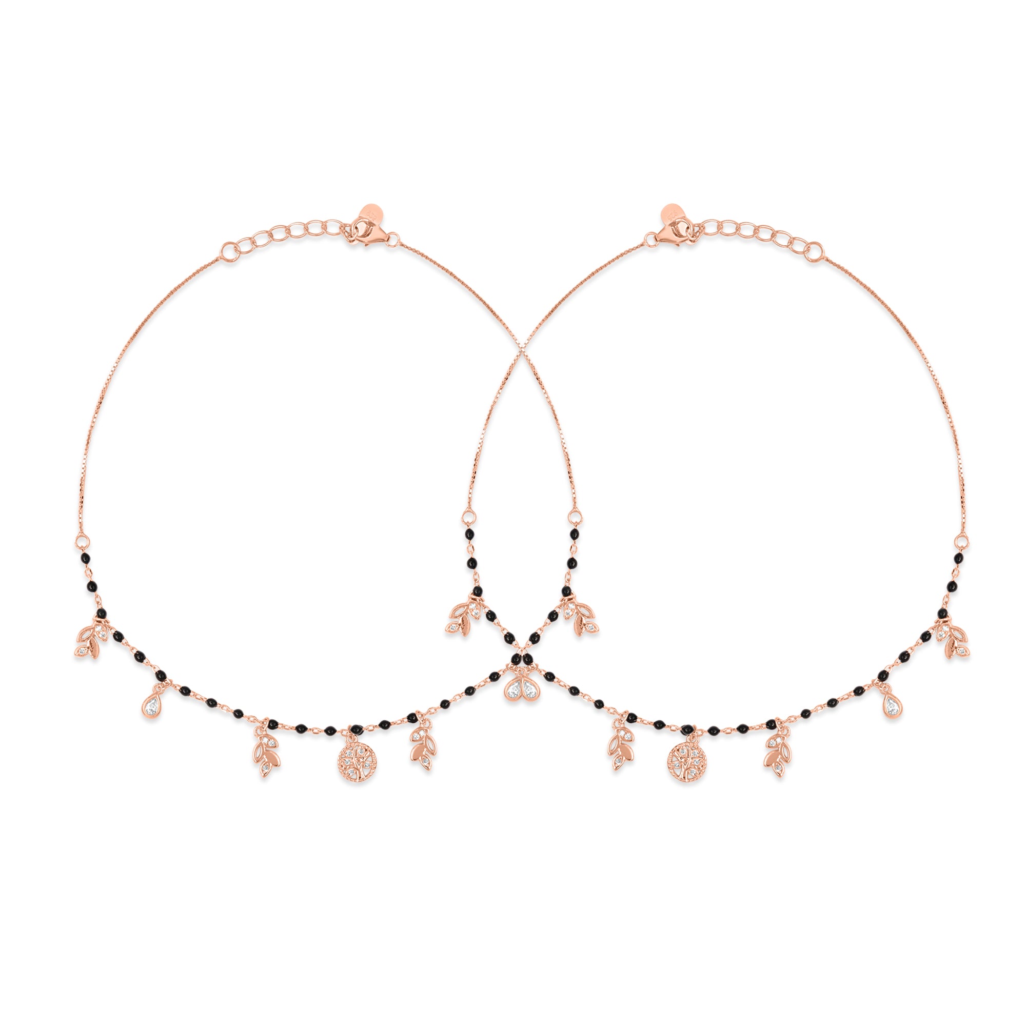 Charming 925 Sterling Silver Rose Gold Plated Anklet