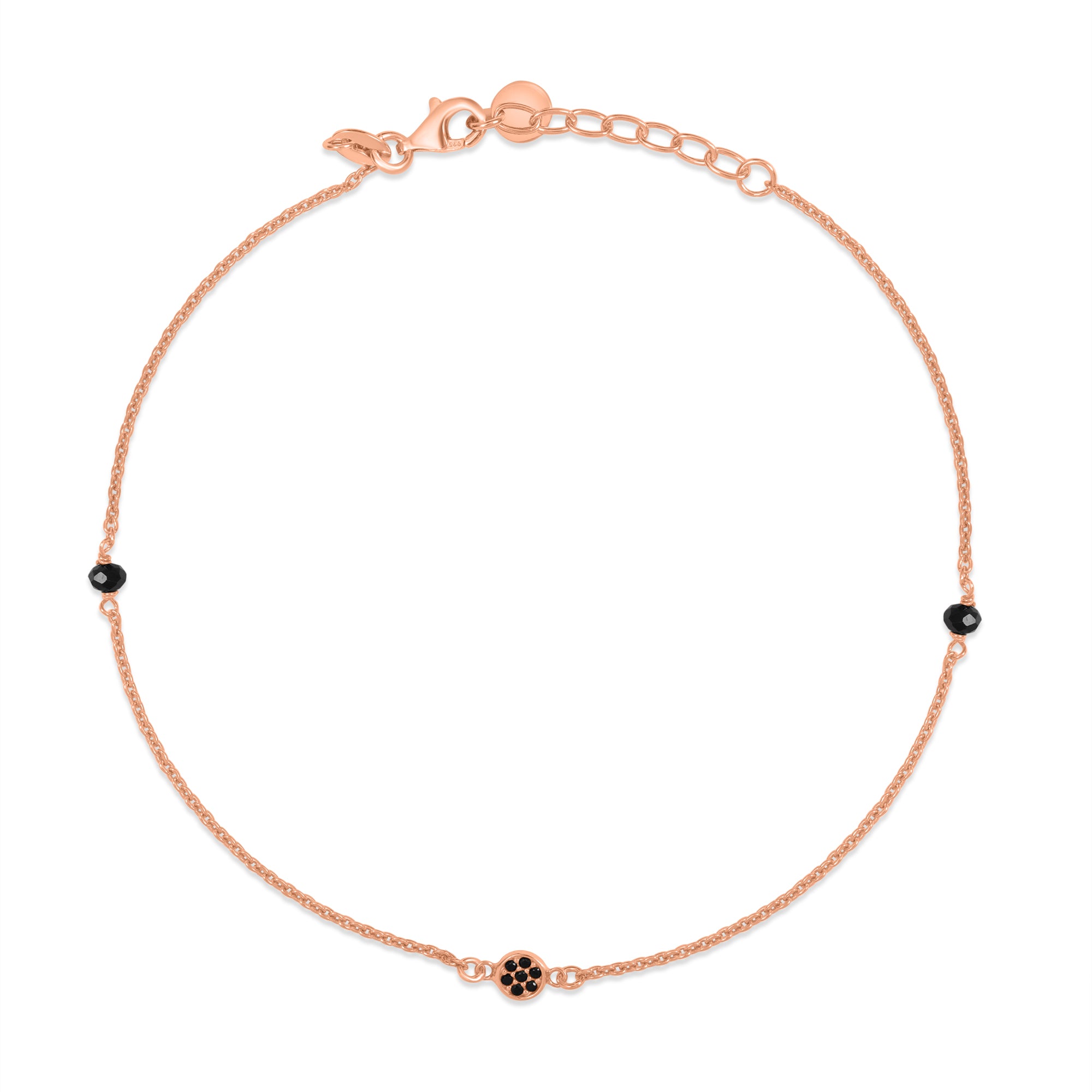 Enchanting Charm Rose Gold Plated 925 Sterling Silver Adjustable Link Chain Anklet