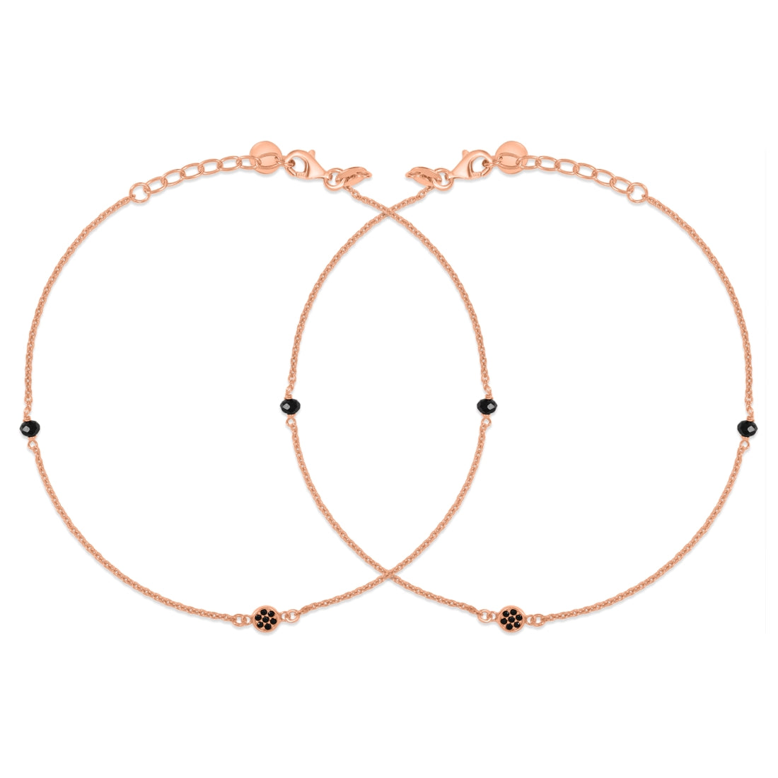 Enchanting Charm Rose Gold Plated 925 Sterling Silver Adjustable Link Chain Anklet