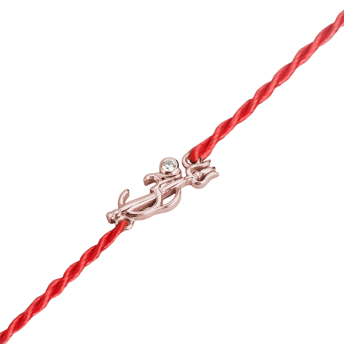 Divine Om & Trishul Charm Rakhi Rose Gold-Plated Sterling Silver Thread Rakhi