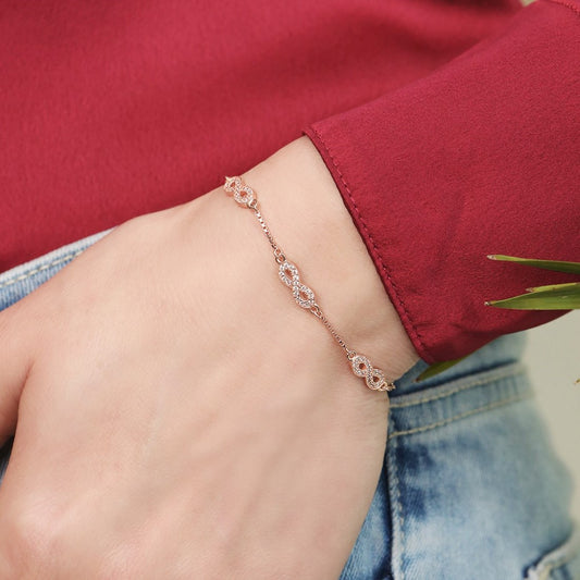 Classy Rose Gold Infinity 925 Silver Bracelet