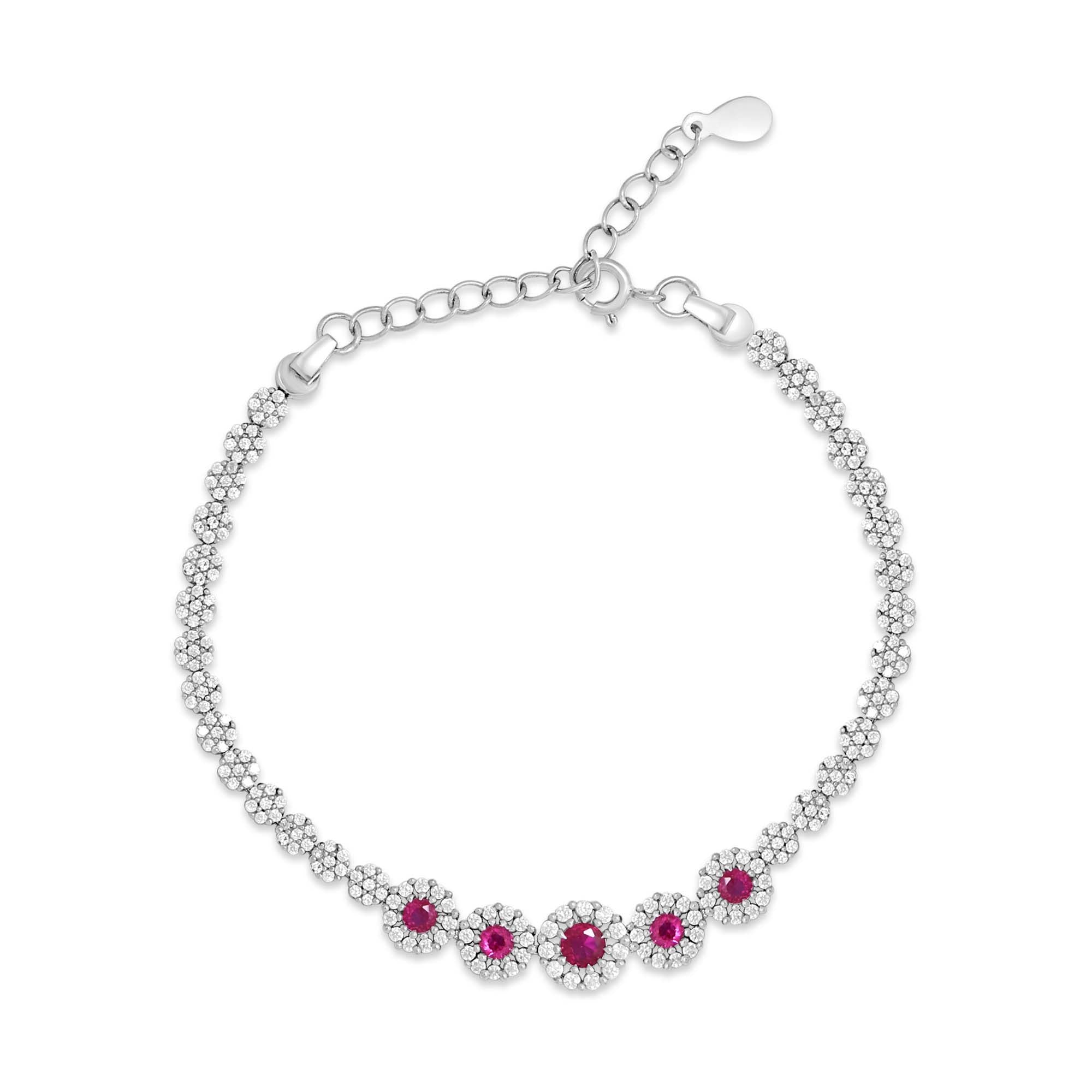 Dazzling Ruby Color Adjustable 925 Silver Bracelet