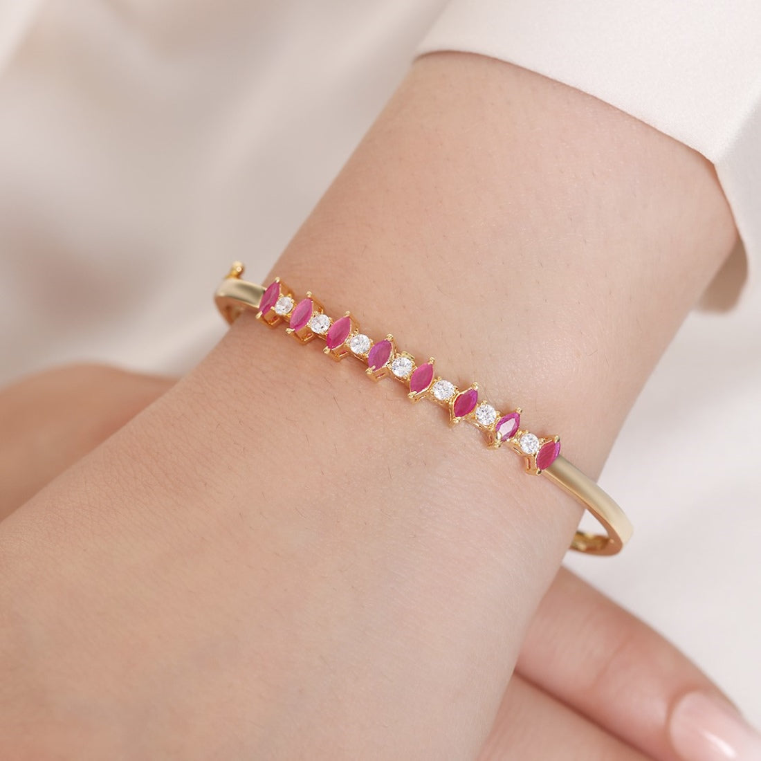 Radiant Fusion Gold-Plated 925 Sterling Silver Bracelet with Cubic Zirconia and Color Stones