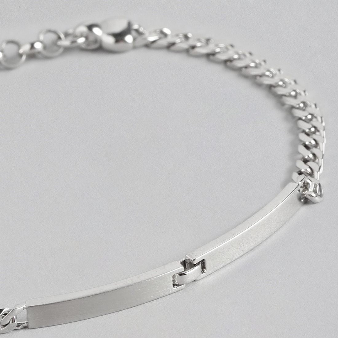 Shimmering Reflections Rhodium-Plated 925 Sterling Silver Link Chain Mens Bracelet