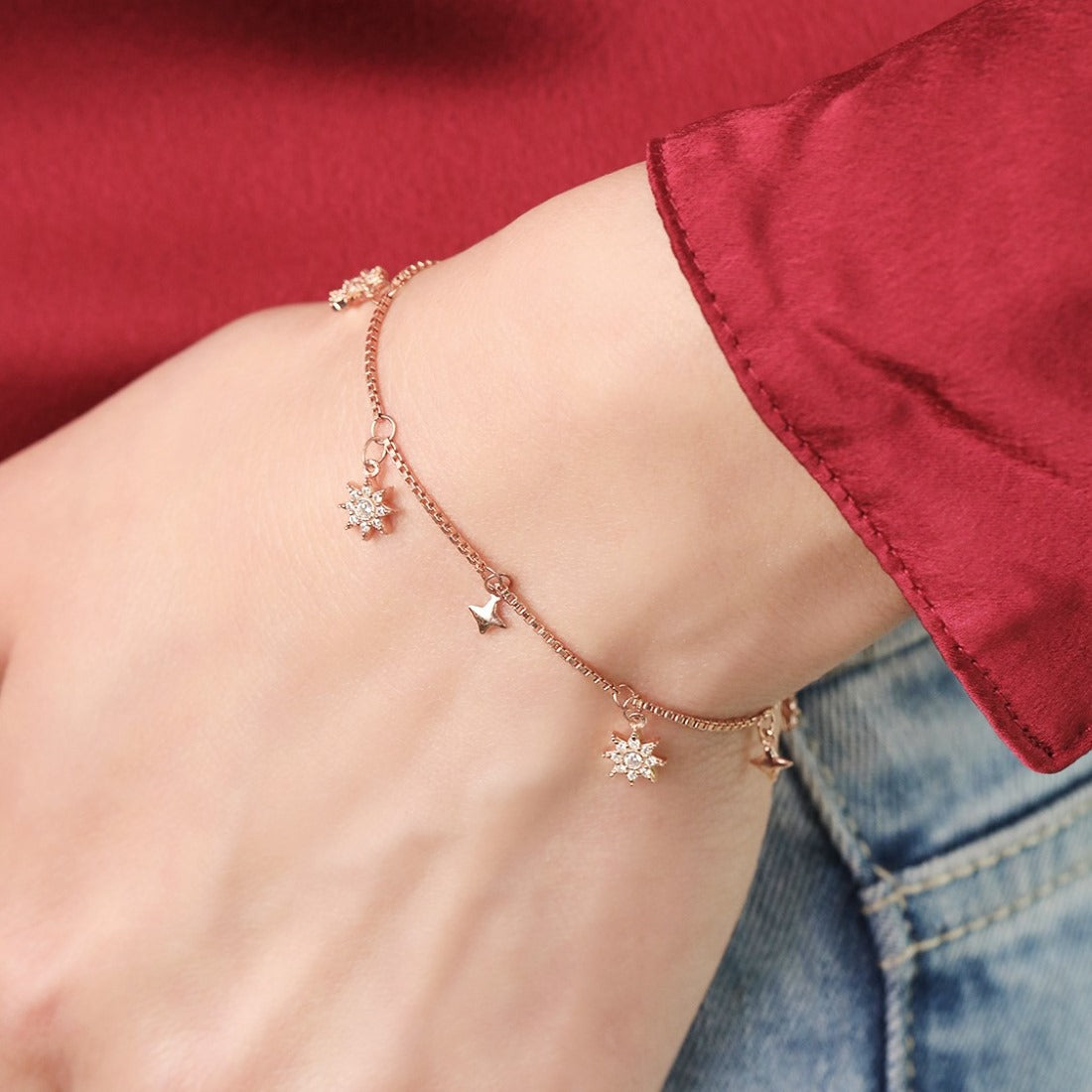 Starry Night 925 Sterling Silver Rose gold Plated Bracelet