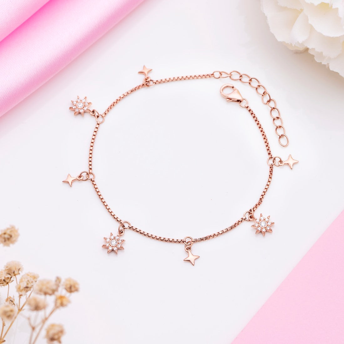 Starry Night 925 Sterling Silver Rose gold Plated Bracelet