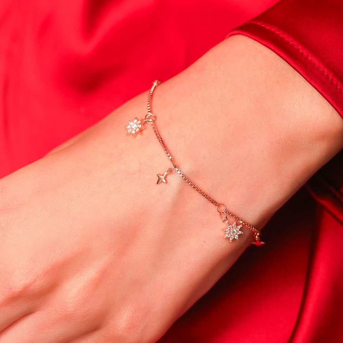 Starry Night 925 Sterling Silver Rose gold Plated Bracelet