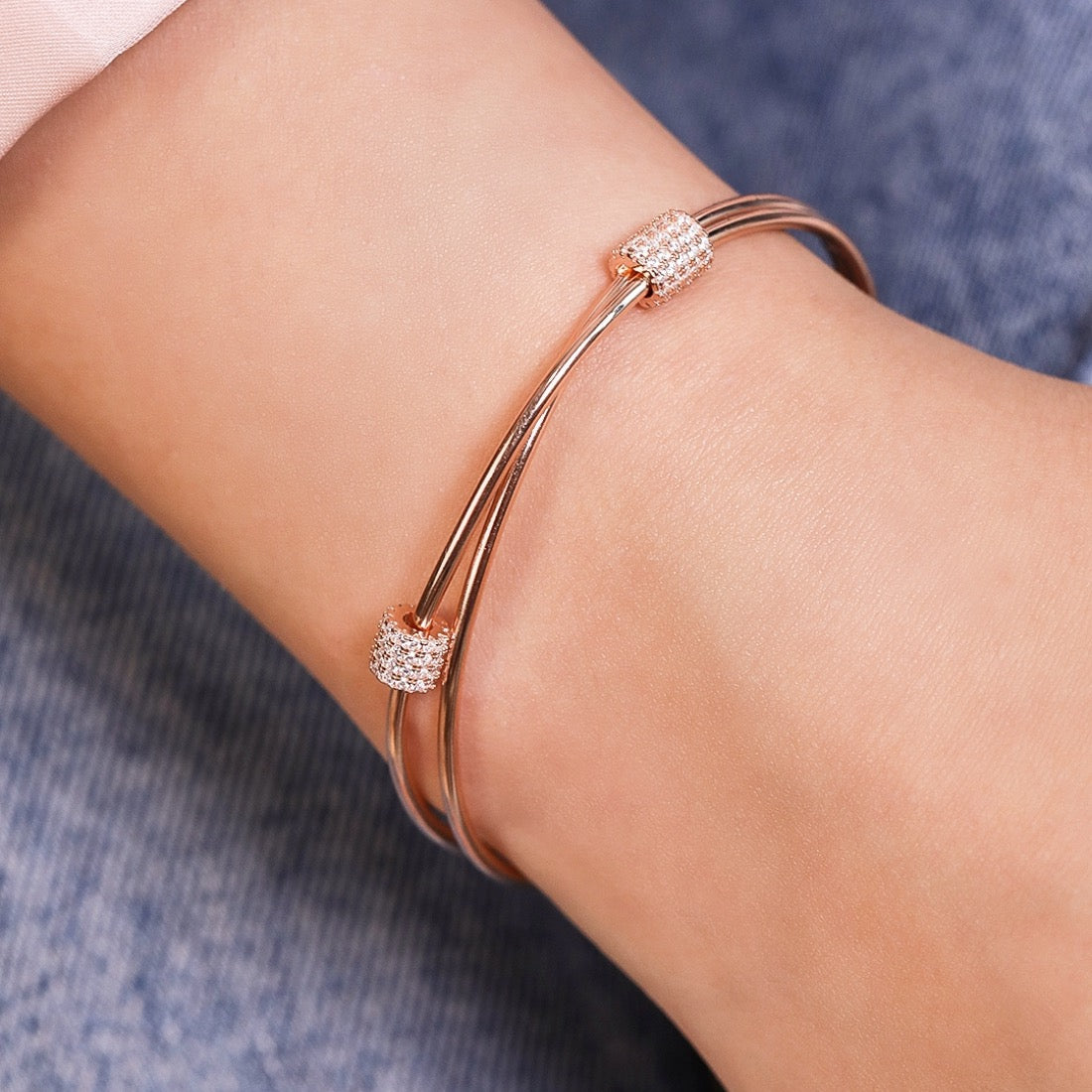 Rose Gold Radiance 925 Sterling Silver Bracelet with Cubic Zirconia