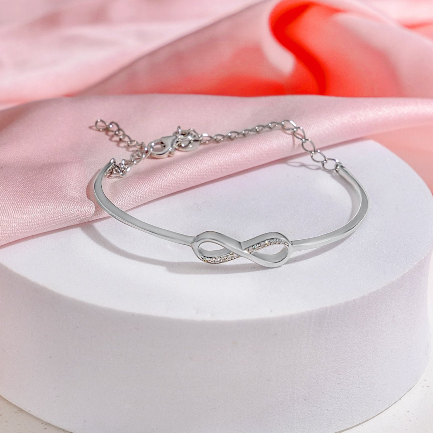 Infinity Rhodium Plated 925 Sterling Silver Bracelet