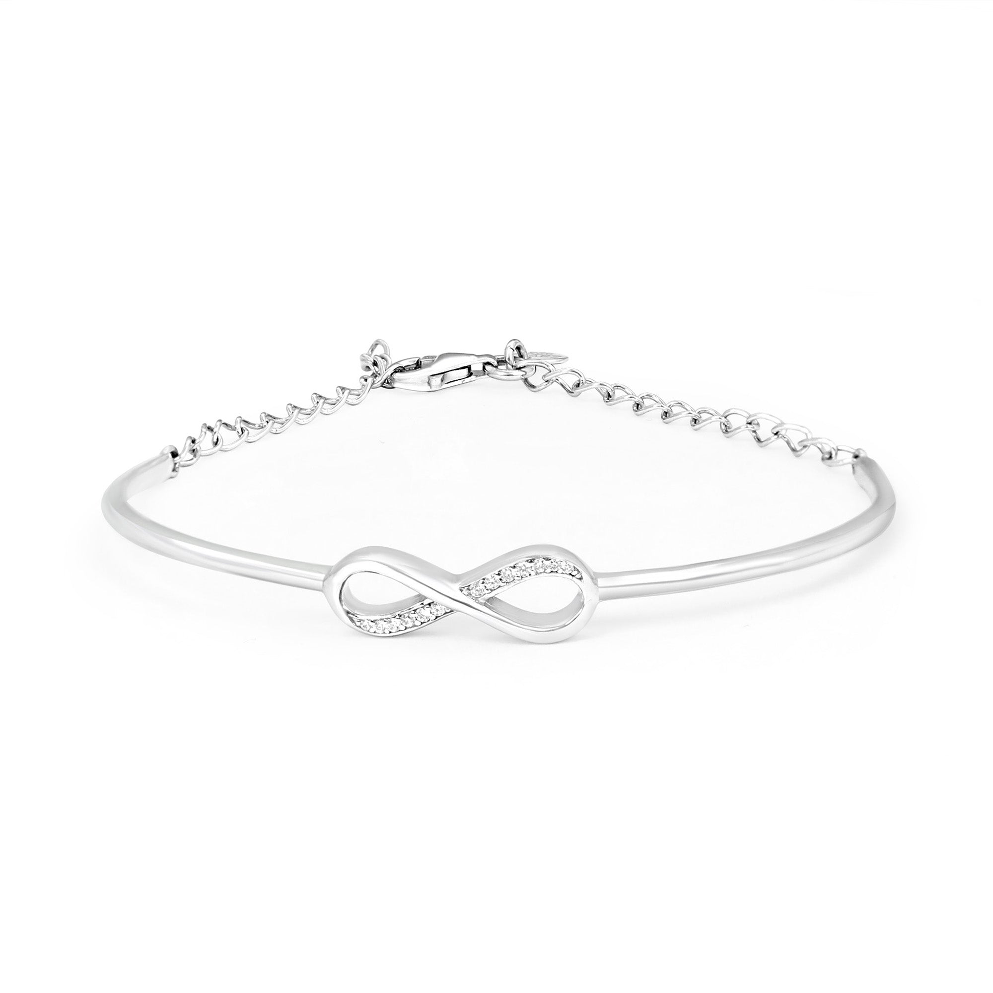 Infinity Rhodium Plated 925 Sterling Silver Bracelet