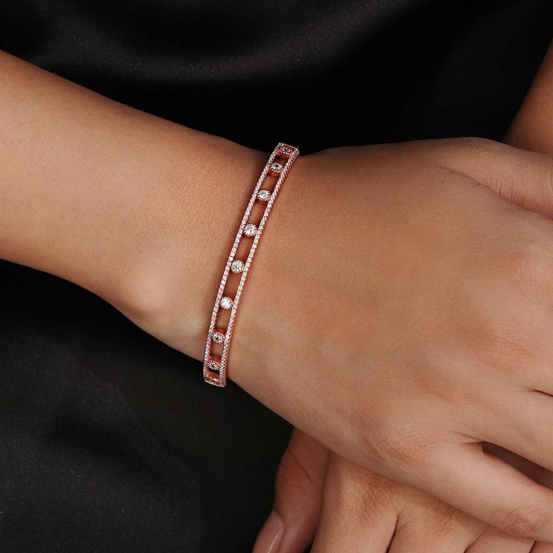 Radiant Elegance Rose Gold-Plated 925 Sterling Silver Kada Bracelet