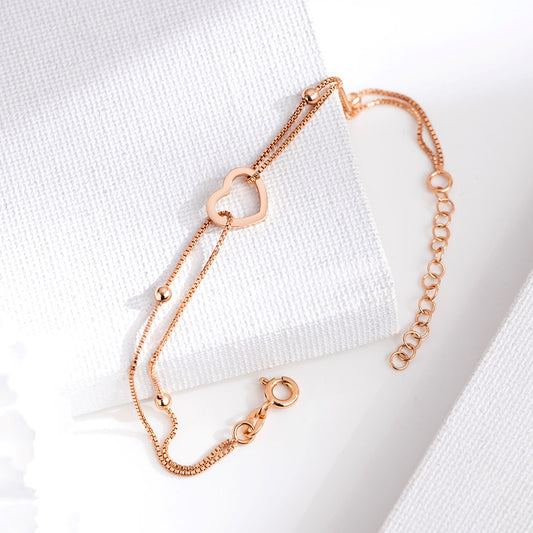 Heartfelt Affection Rose Gold-Plated 925 Sterling Silver Bracelet