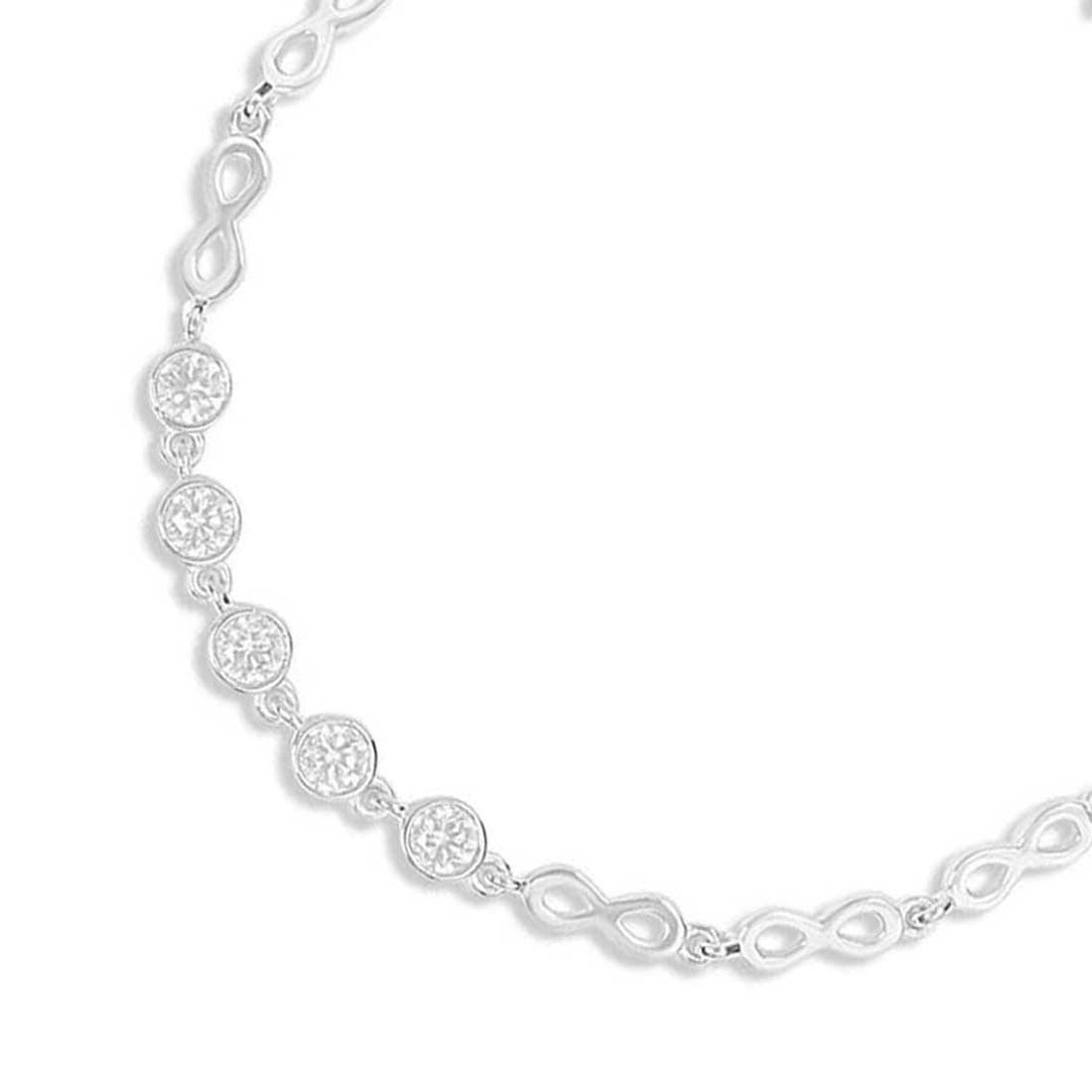 Infinity Rhodium Plated 925 Sterling Silver Link Bracelet