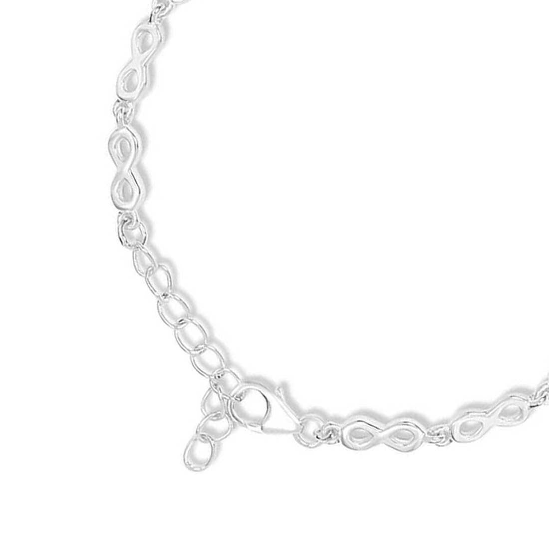 Infinity Rhodium Plated 925 Sterling Silver Link Bracelet