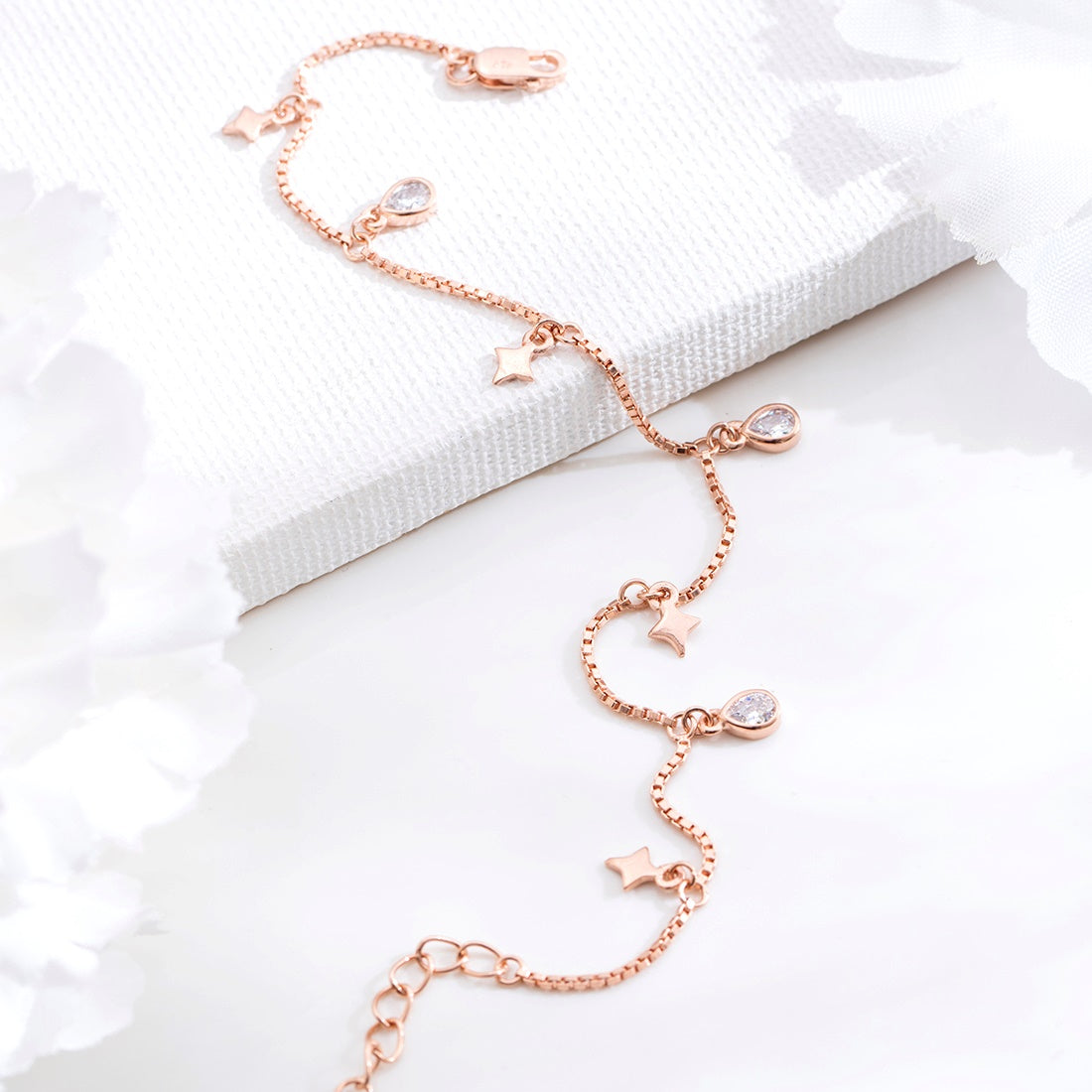 Stellar Radiance 925 Sterling Silver Rose Gold-Plated Bracelet