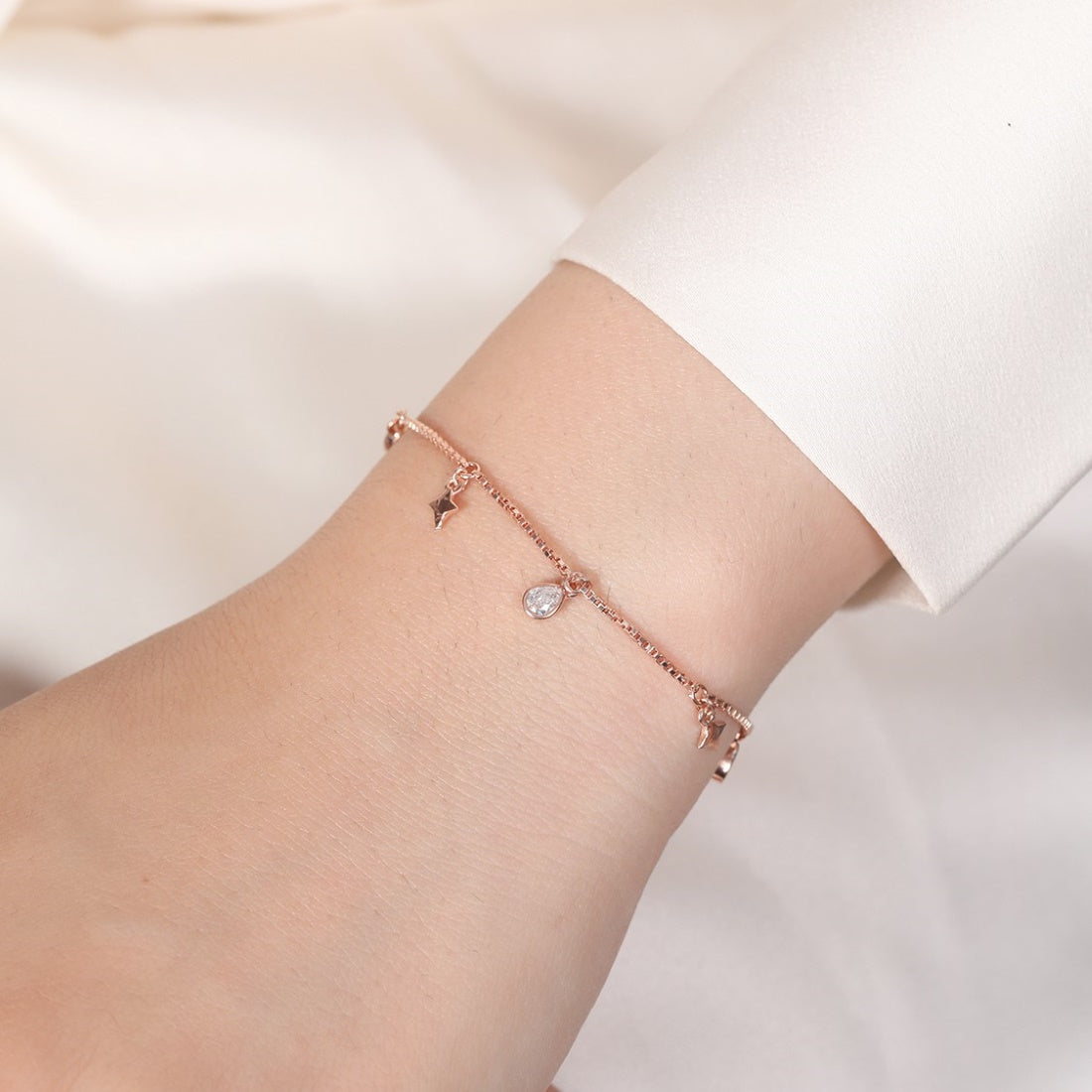 Stellar Radiance 925 Sterling Silver Rose Gold-Plated Bracelet