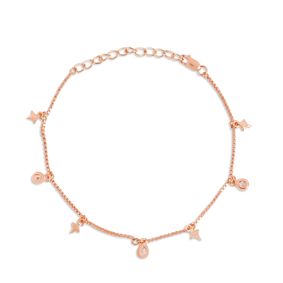 Stellar Radiance 925 Sterling Silver Rose Gold-Plated Bracelet